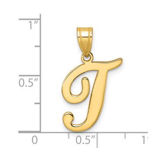 14K Yellow Gold Script Letter T Initial Pendant YC1540T