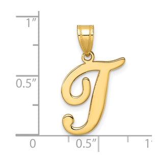 14K Yellow Gold Script Letter T Initial Pendant YC1540T