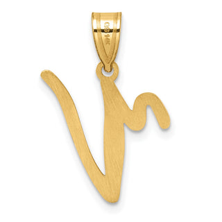 14K Yellow Gold Script Letter V Initial Pendant YC1540V