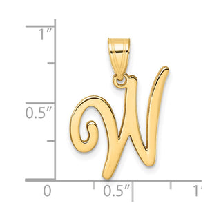 14K Yellow Gold Script Letter W Initial Pendant YC1540W