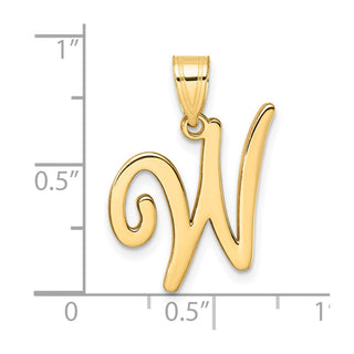 14K Yellow Gold Script Letter W Initial Pendant YC1540W