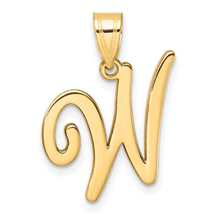 14K Yellow Gold Script Letter W Initial Pendant YC1540W