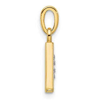 14K Yellow Gold with Rhodium-plating Diamond Letter A Initial Pendant