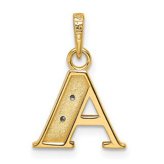 14K Yellow Gold with Rhodium-plating Diamond Letter A Initial Pendant