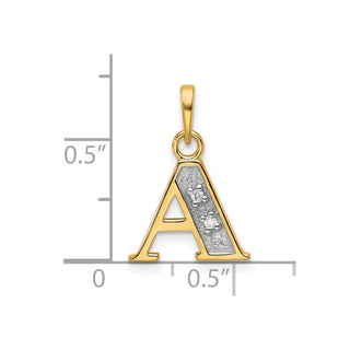 14K Yellow Gold with Rhodium-plating Diamond Letter A Initial Pendant