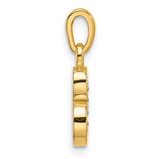 14K Yellow Gold with Rhodium-plating Diamond Letter B Initial Pendant