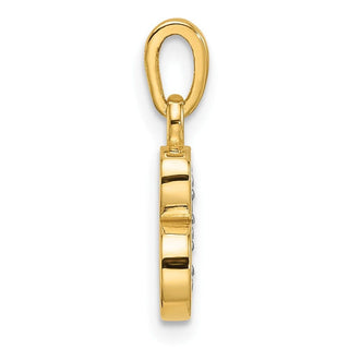 14K Yellow Gold with Rhodium-plating Diamond Letter B Initial Pendant