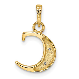 14K Yellow Gold with Rhodium-plating Diamond Letter C Initial Pendant