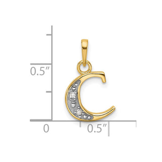 14K Yellow Gold with Rhodium-plating Diamond Letter C Initial Pendant