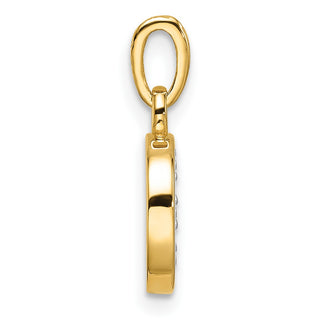14K Yellow Gold with Rhodium-plating Diamond Letter D Initial Pendant