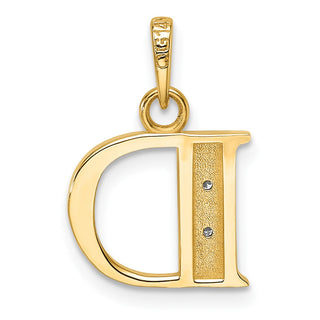 14K Yellow Gold with Rhodium-plating Diamond Letter D Initial Pendant