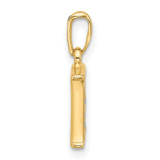 14K Yellow Gold with Rhodium-plating Diamond Letter E Initial Pendant