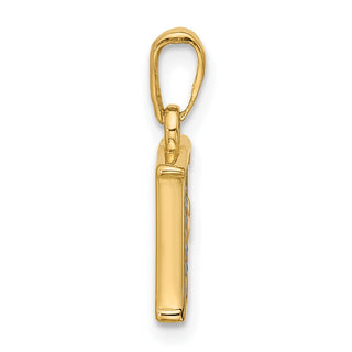 14K Yellow Gold with Rhodium-plating Diamond Letter F Initial Pendant