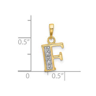 14K Yellow Gold with Rhodium-plating Diamond Letter F Initial Pendant