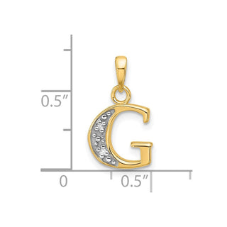 14K Yellow Gold with Rhodium-plating Diamond Letter G Initial Pendant