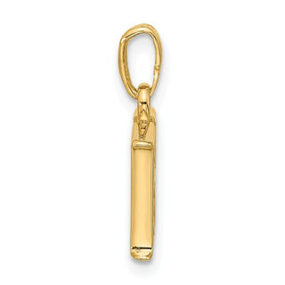 14K Yellow Gold with Rhodium-plating Diamond Letter H Initial Pendant