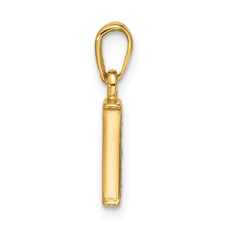 14K Yellow Gold with Rhodium-plating Diamond Letter I Initial Pendant