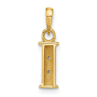 14K Yellow Gold with Rhodium-plating Diamond Letter I Initial Pendant