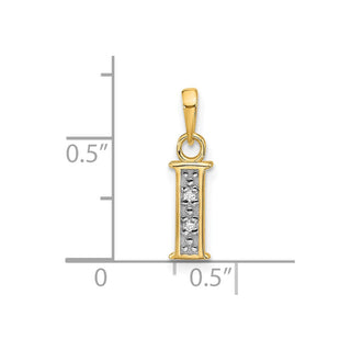 14K Yellow Gold with Rhodium-plating Diamond Letter I Initial Pendant