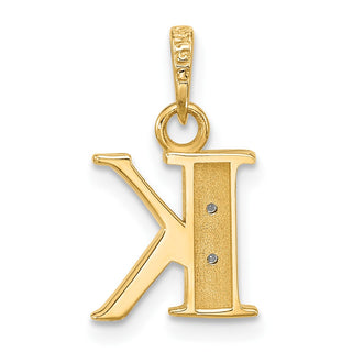 14K Yellow Gold with Rhodium-plating Diamond Letter K Initial Pendant