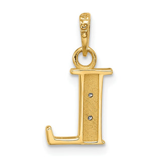 14K Yellow Gold with Rhodium-plating Diamond Letter L Initial Pendant