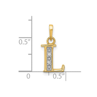 14K Yellow Gold with Rhodium-plating Diamond Letter L Initial Pendant