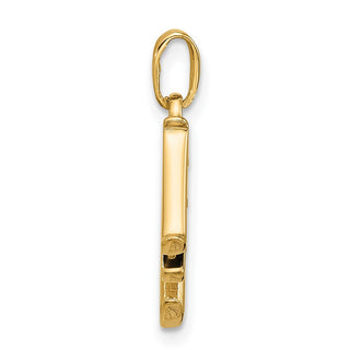 14K Yellow Gold with Rhodium-plating Diamond Letter M Initial Pendant
