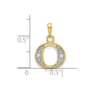 14K Yellow Gold with Rhodium-plating Diamond Letter O Initial Pendant
