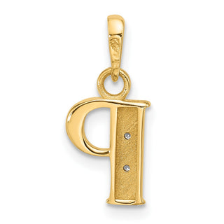 14K Yellow Gold with Rhodium-plating Diamond Letter P Initial Pendant