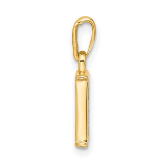 14K Yellow Gold with Rhodium-plating Diamond Letter R Initial Pendant
