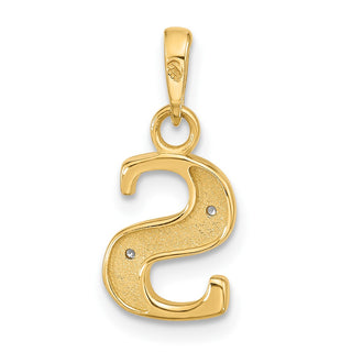 14K Yellow Gold with Rhodium-plating Diamond Letter S Initial Pendant