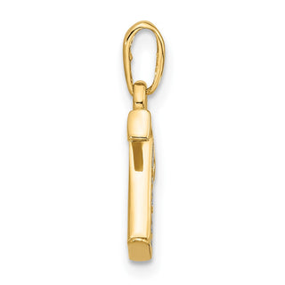 14K Yellow Gold with Rhodium-plating Diamond Letter T Initial Pendant