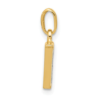 14K Yellow Gold with Rhodium-plating Diamond Letter V Initial Pendant