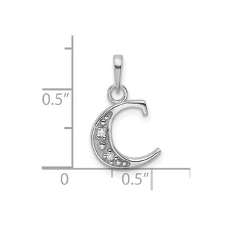 14K White Gold Diamond Letter C Initial Pendant YC1541WC