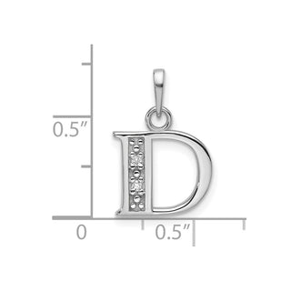 14K White Gold Diamond Letter D Initial Pendant YC1541WD