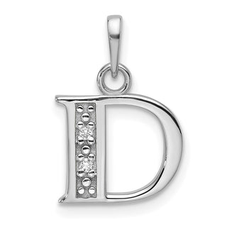 14K White Gold Diamond Letter D Initial Pendant YC1541WD