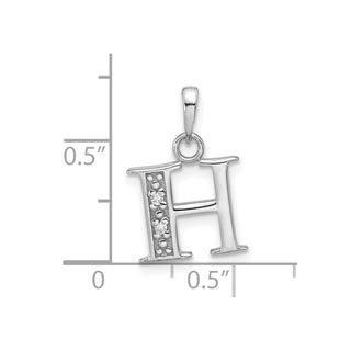14K White Gold Diamond Letter H Initial Pendant YC1541WH