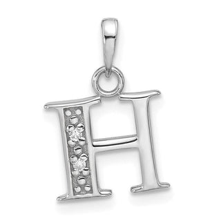 14K White Gold Diamond Letter H Initial Pendant YC1541WH
