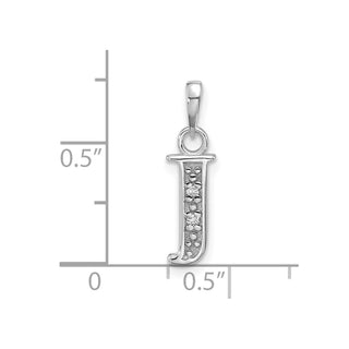 14K White Gold Diamond Letter J Initial Pendant YC1541WJ