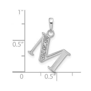 14K White Gold Diamond Letter M Initial Pendant YC1541WM