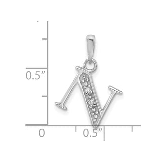 14K White Gold Diamond Letter N Initial Pendant YC1541WN
