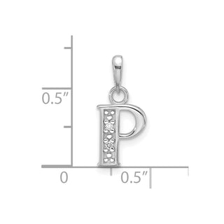 14K White Gold Diamond Letter P Initial Pendant YC1541WP