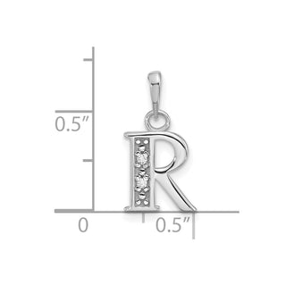 14K White Gold Diamond Letter R Initial Pendant YC1541WR