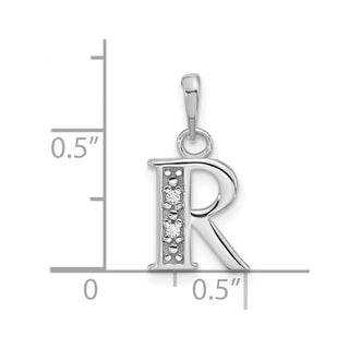 14K White Gold Diamond Letter R Initial Pendant YC1541WR