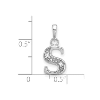 14K White Gold Diamond Letter S Initial Pendant YC1541WS