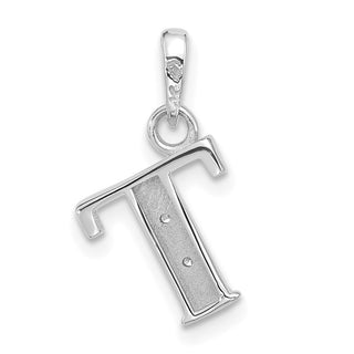 14K White Gold Diamond Letter T Initial Pendant YC1541WT