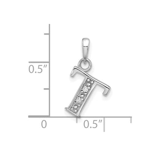 14K White Gold Diamond Letter T Initial Pendant YC1541WT