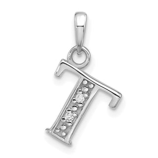 14K White Gold Diamond Letter T Initial Pendant YC1541WT