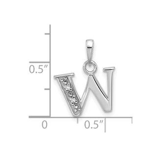 14K White Gold Diamond Letter W Initial Pendant YC1541WW