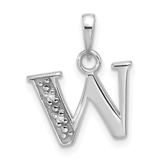 14K White Gold Diamond Letter W Initial Pendant YC1541WW